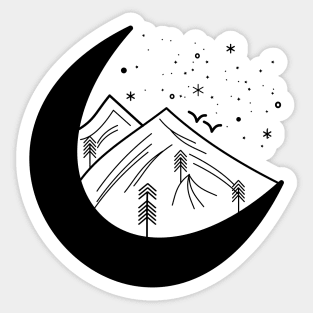 Cresent Moon over the Mountains Sticker